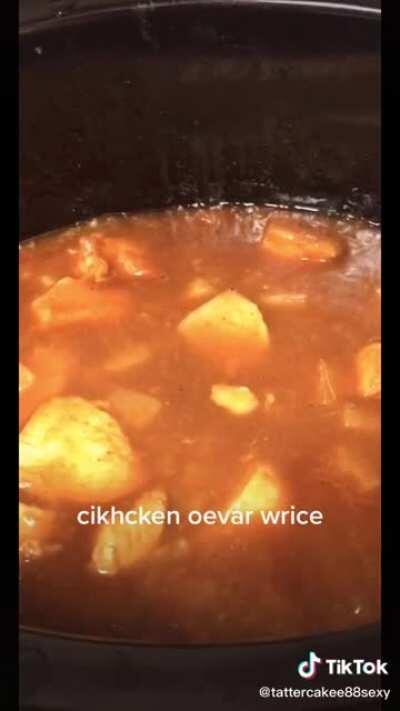 I think she puts it over rice or something