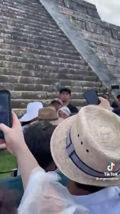 Angry mob ‘calls for tourist to be sacrificed' after she climbs ancient Mayan pyramid