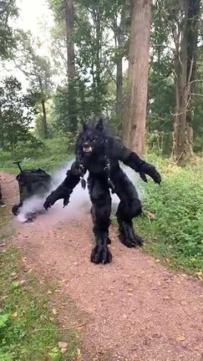 This very detailed werewolf costume, imagine it being dark and seeing this in the shadows...