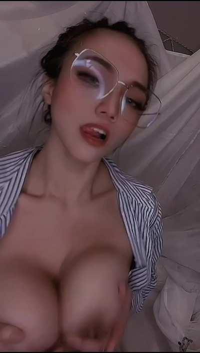 Would you cum on these boobs or glasses? (OC)