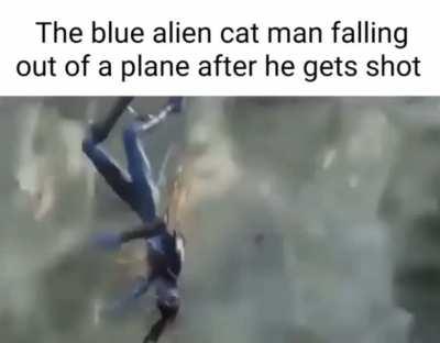 Blue alien cat man