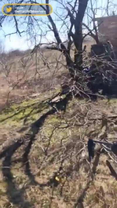 Ukrainian defenders using anti-drone guns to down a Russian drone 🇺🇦