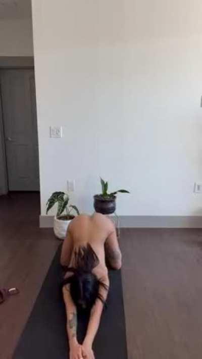 enjoying some nude yoga this morning