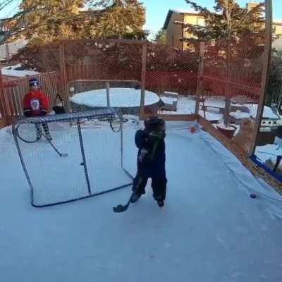 This kid did a thing with his puck.