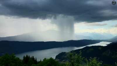 The release of energy when it pours rain like this