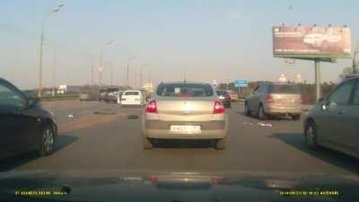Car randomly blows up on the highway
