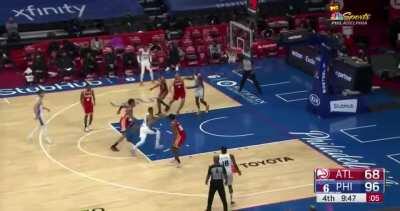 [Highlight] George Hill POSTERIZES John Collins while also drawing the foul in the 76ers blowout of the Hawks!