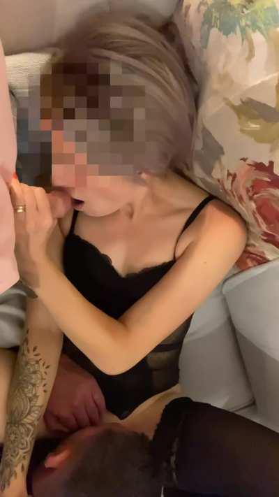 No one other than my husband had made me cum until this moment. I could feel it building but thought to myself no way… I didn’t know what to do but then came that tingling feeling all over my body, I looked at my husband and whispered “I’m going to cum”