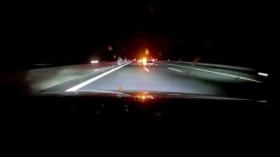 Going 240kmh on the Autobahn when suddenly this guy decides to change lanes for no reason...