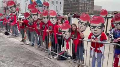 JFK Jr is alive QAnon crowd at Christmas parade in Dallas....