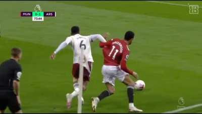 Gabriel foul after Greenwood skill