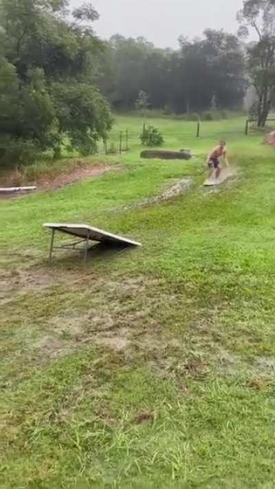 mudboarding with a ramp and everything