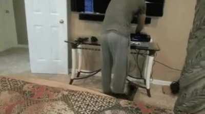 This cat is hungry for rump roast.