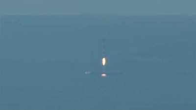 West Coast Drone Ship landing viewed from a mountaintop