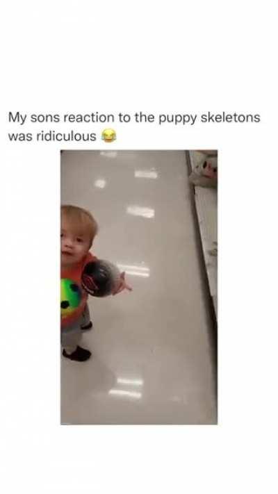 Kid dreaks out at Halloween decorations