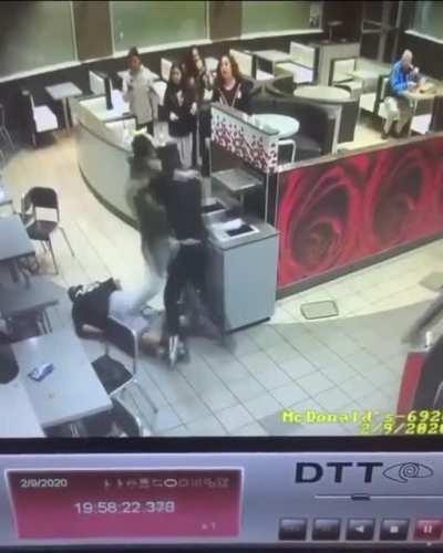 Security at McDonald’s knocks out three dudes