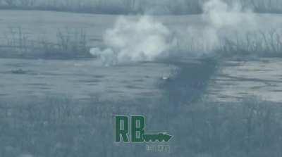 RU POV. Ukrainian troops of the 25th separate airborne brigade were shelled after being caught in the open in Chervonopopovka.