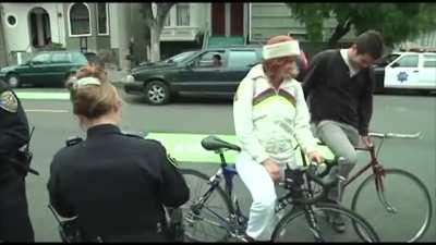 Bikers in San Francisco get ticketed for running a stop sign