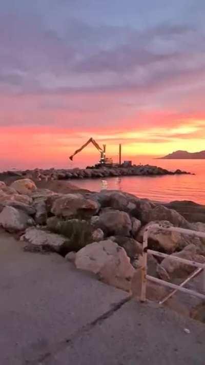 Sunset at the beach in, Cannes.