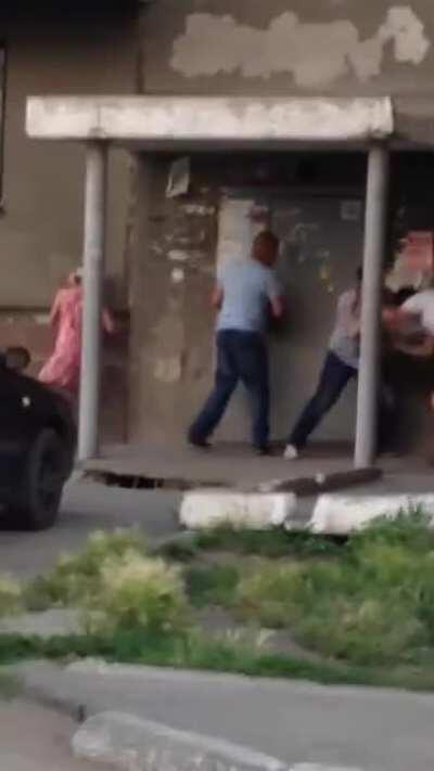 More Russian action. Fight between two dudes, one who is stripped naked but continues to fight.