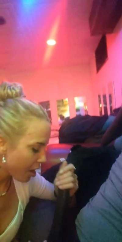 Hot blonde give head after party