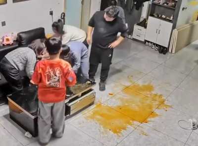 Kids were running around the house and made a total mess.