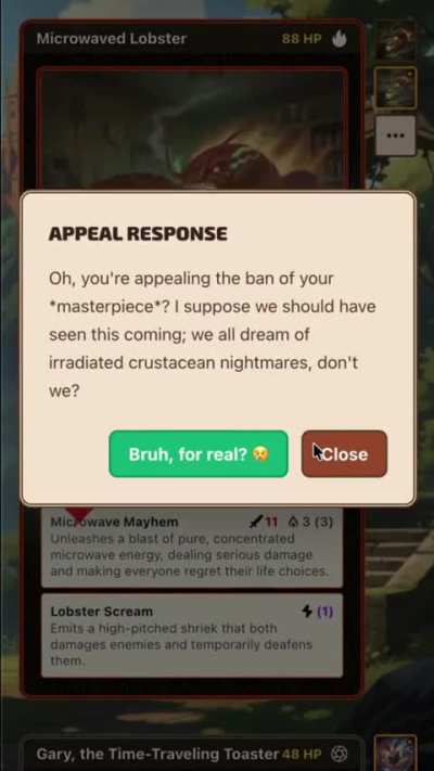 How I handle bans and appeals in my new game.