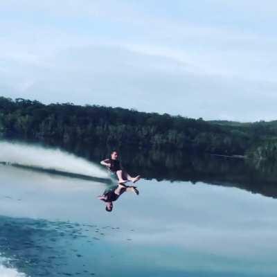 The way he looks at the camera before the fall