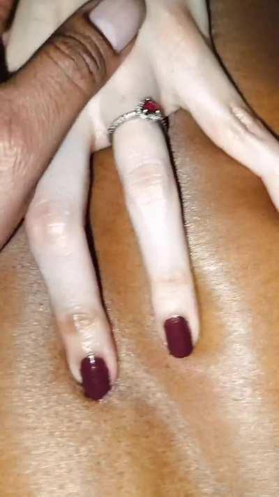 Caging my hubby got this bull so excited that he wouldn't stop fucking my pussy till he cum filled her 🤤💦