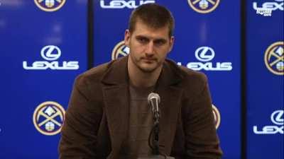 [Highlight] Nikola Jokic responds to a reporter informing him that he is now averaging a triple double