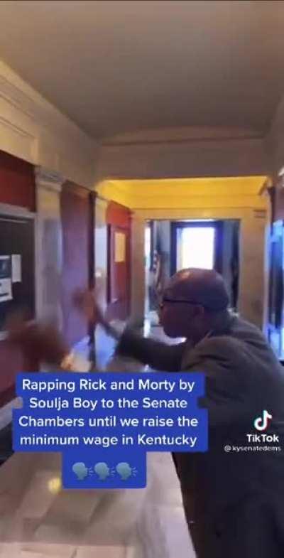 The official account of the Kentucky senate Democrats did singing Rick and morty. Honestly this made me laugh