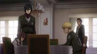 Eren walks in with Uno