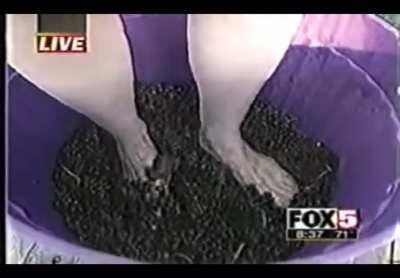 Grape Lady Takes Quite the Spill