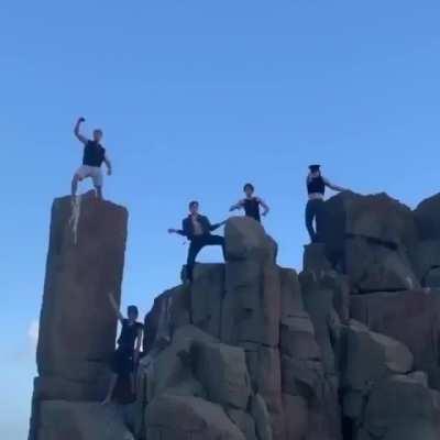 Just some dudes having fun dancing