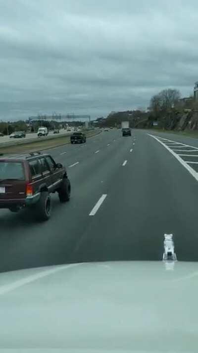 Had to get around this guy before his Jeep destroyed itself in front of me.