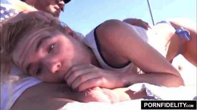 Allie West on a boat