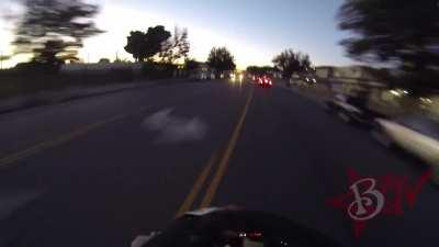 Motorcyclist puts an “I don’t stop for cops” sticker on cop car