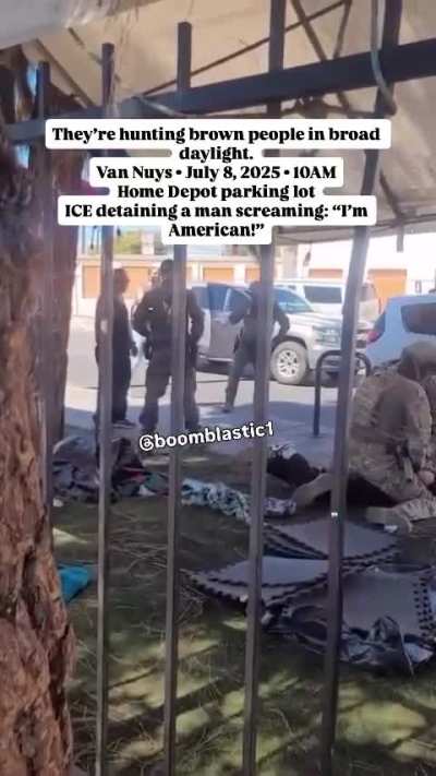 Happened Today July 8, 2025 Around 10am At The Home Depot In Van Nuys(818). One Person Is Being Detained By ICE While He Screams He’s An American