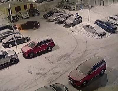 Woman tries to park, hits a bunch of cars, and flees the scene