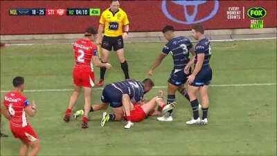 Kyle Feldt power slams Jack Bird a SECOND time