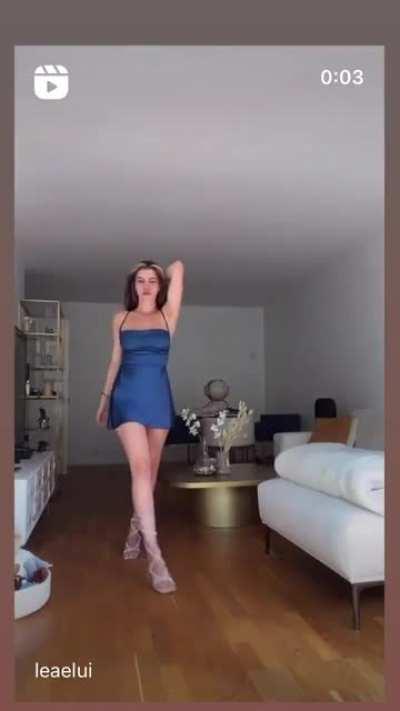 Blue short dress and legs