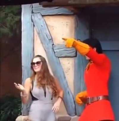 Woman inappropriately touching Gaston at Disneyland gets told off