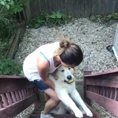 Stubborn boy isn't ready to go inside yet