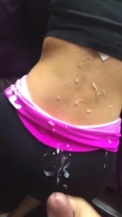 Letting him finish on her workout clothes