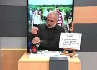 Opening a sparkling wine as a professional