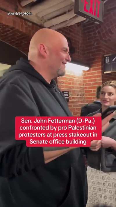 Aipac's Senator John Fetterman confronted by Pro Palestinian Protesters