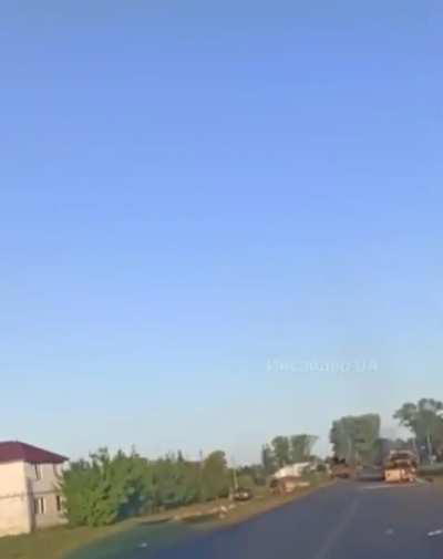 The column that was destroyed near Rylsk in the Kursk region. The corpses of Russian soldiers are lying right on the road. There are a lot of dead. 