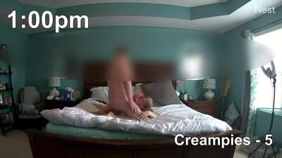 I fucked guys all day while hubby was out playing golf. Every single one of them came inside me and hubby reclaimed me later that night after I had been used all up!