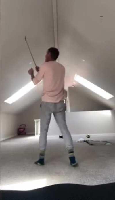 playing golf indoors