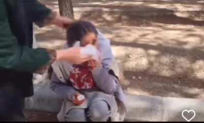 A Muslim woman has beaten this kid for 